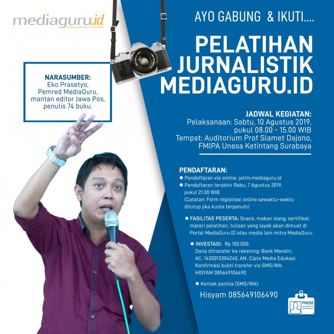 Pelatihan Jurnalistik MediaGuru.ID (Surabaya, 10 Agustus 2019)