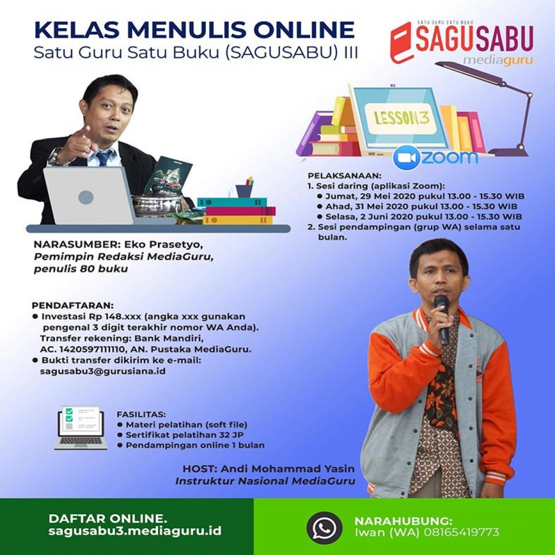 Kelas Menulis Satu Guru Satu Buku (Sagusabu) Online III (29 Mei - 2 Juni 2020)