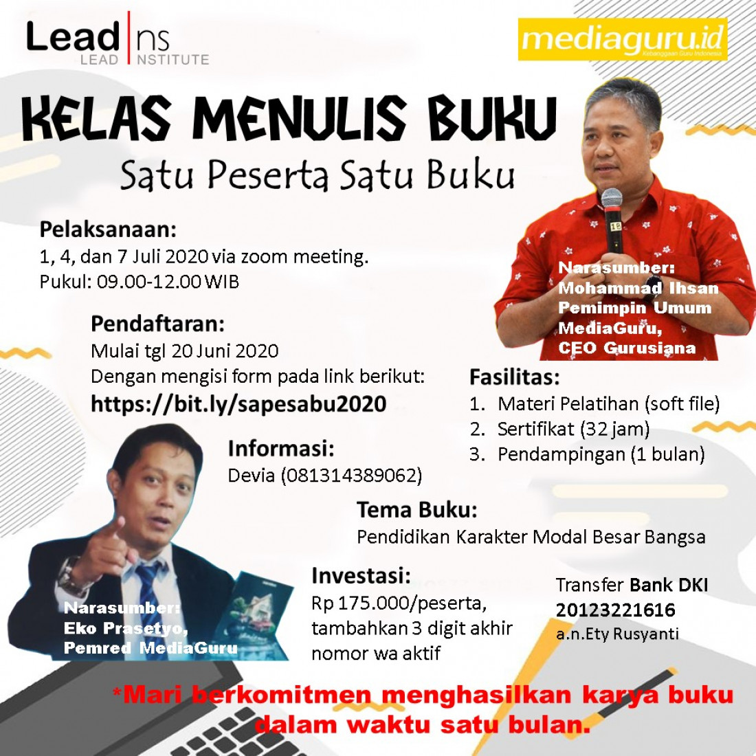 Kelas Menulis Buku Lead Institute - MediaGuru (1 - 7 Juli 2020)