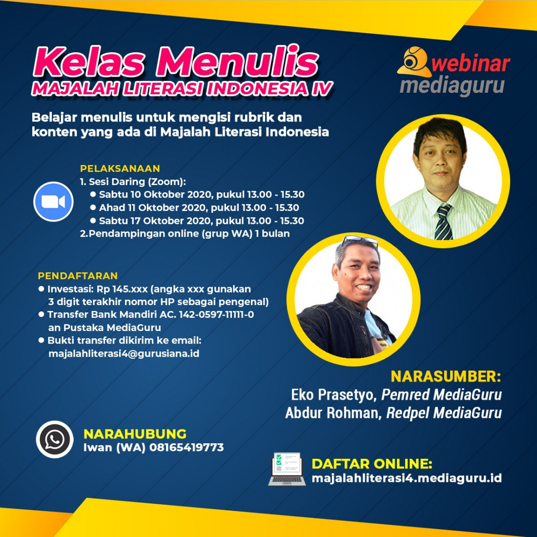 KELAS MENULIS MAJALAH LITERASI INDONESIA IV (10 - 17 OKTOBER 2020)