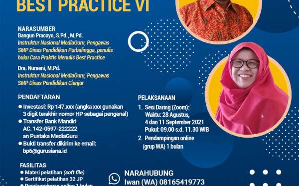 Pelatihan Menulis Best Practive VI MediaGuru (28 Agustus - 11 September 2021) 