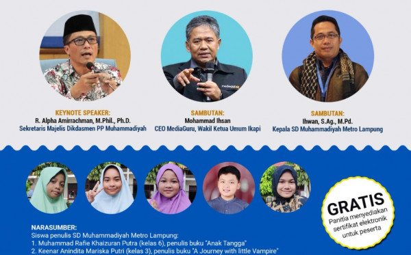 Webinar ke-53 MediaGuru: Satu Siswa Satu Buku SD Muhammadiyah Metro Lampung (26 Juni 2022)