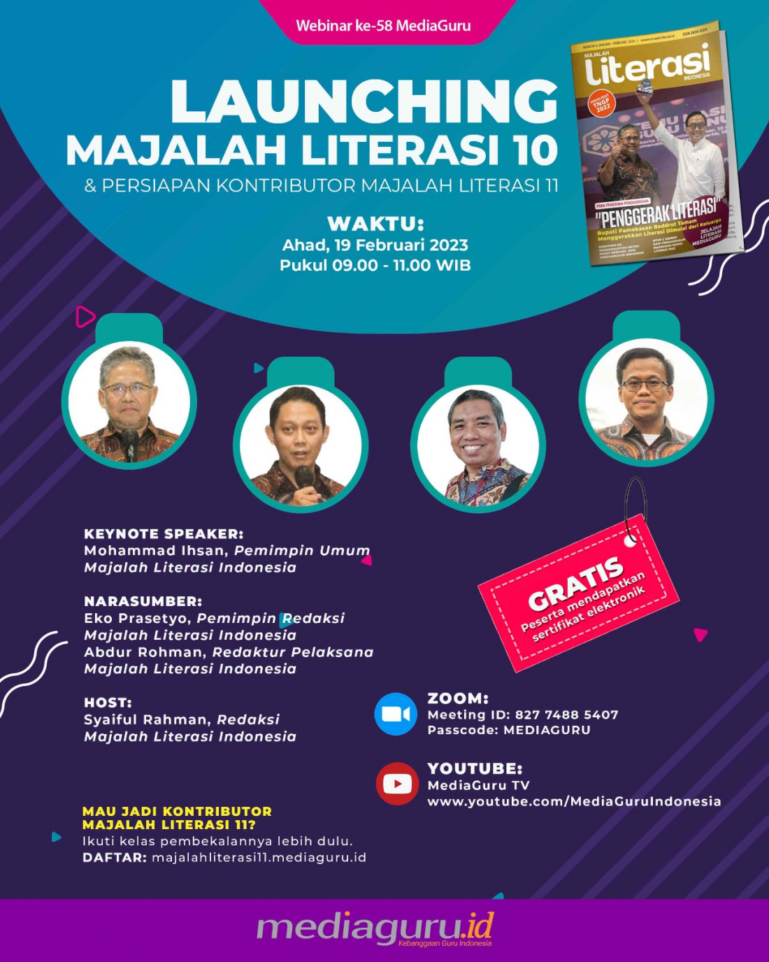 Launching Majalah Literasi 10 (19 Februari 2023)