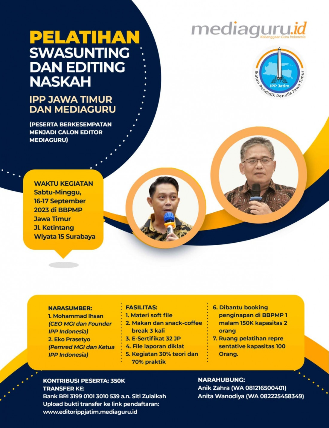 Pelatihan Swasunting dan Editing Naskah IPP Jatim (16-17 September 2023)