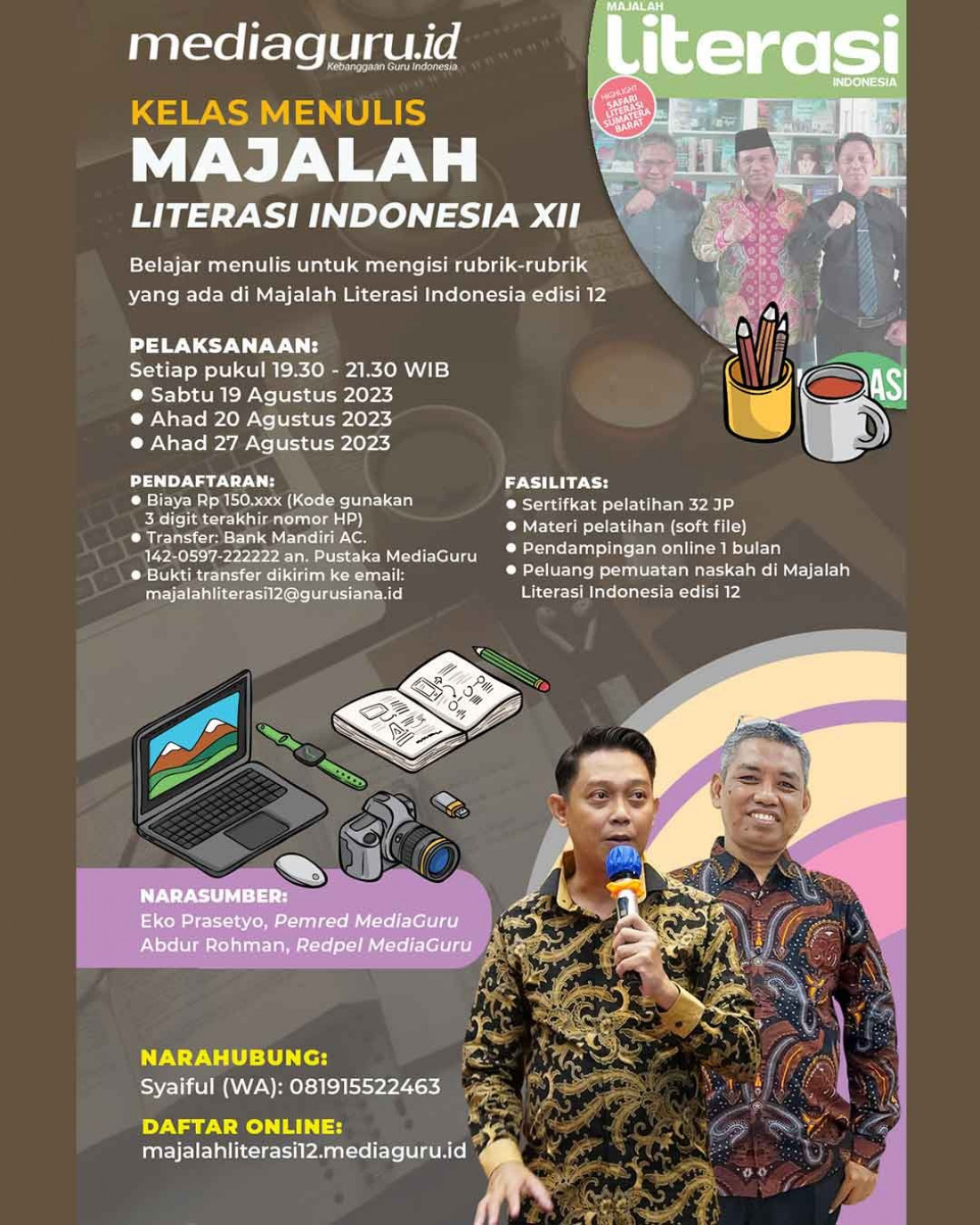 KELAS MENULIS MAJALAH LITERASI INDONESIA XII (19 - 27 Agustus 2023)