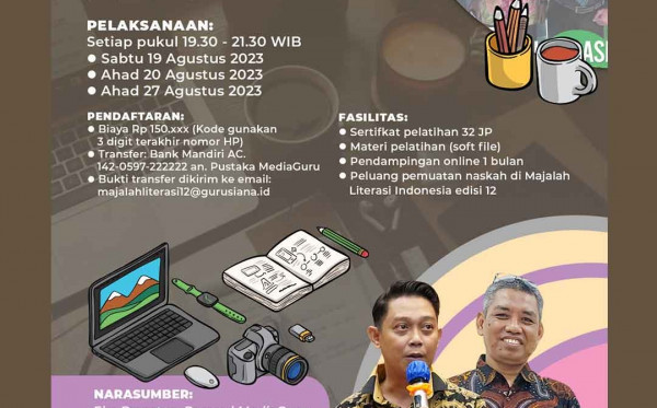 KELAS MENULIS MAJALAH LITERASI INDONESIA XII (19 - 27 Agustus 2023)