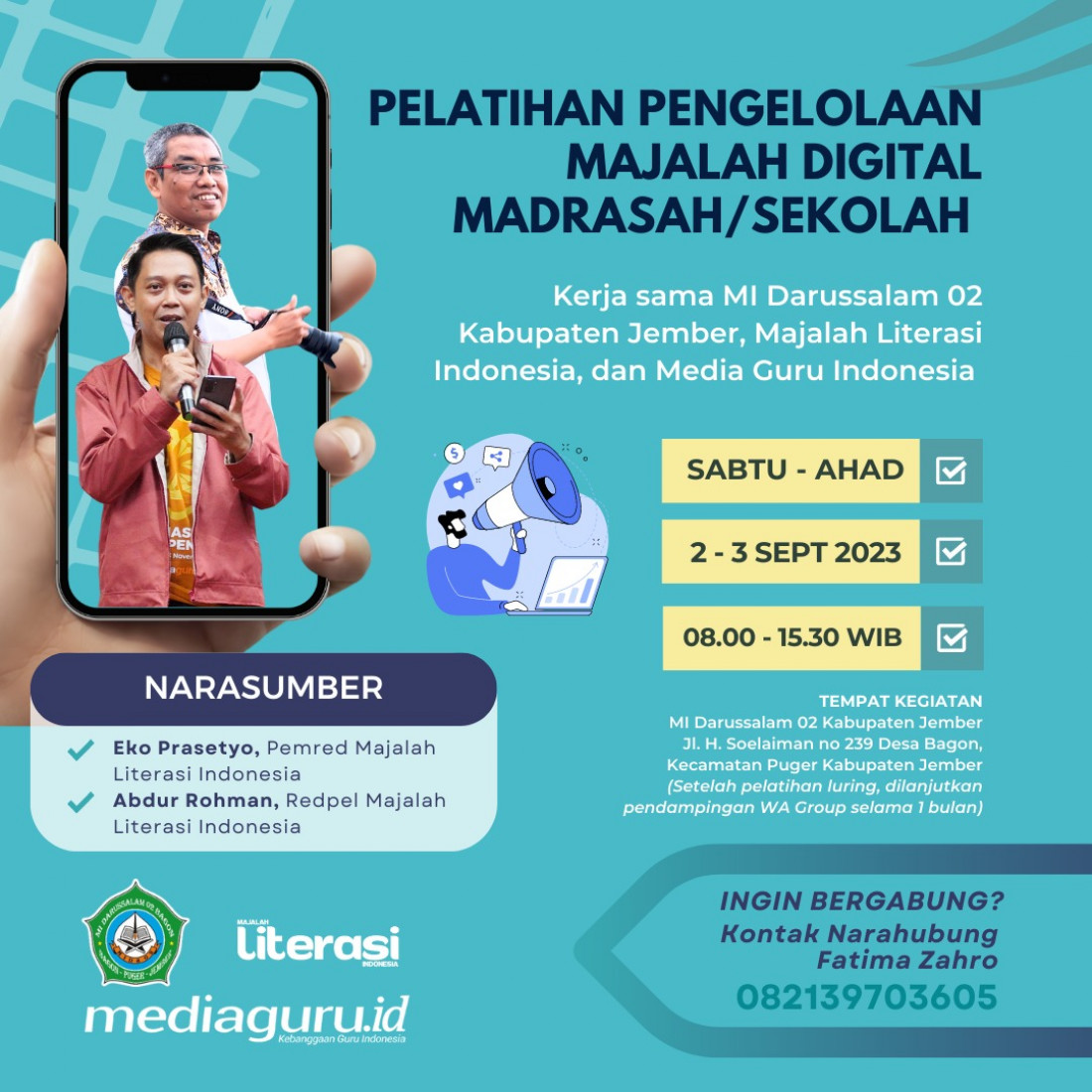 Pelatihan Pengelolaan Majalah Digital Madrasah/Sekolah Jember (2-3 September 2023)